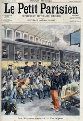 Departed at the station on a school trip. The kids get on the train, in Le petit Parisien