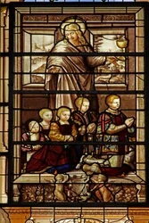 Depicting St John and five of the sons of Anne de Montmorency