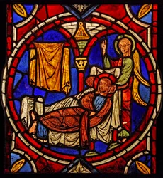 St Martin - being enlightened in his sleep by an angel? (ex Varennes-Jarcy - originally from the Abbey de Gercy?)