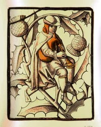 A musician playing the cornamuse - French glass