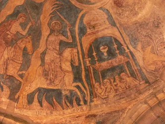 Depicting an internal view with wall paintings