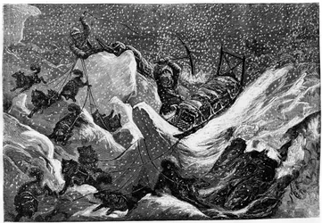 Descent and Climb of Hummocks - in A Voyage to the Polar Sea by Nares Georges S., Paris