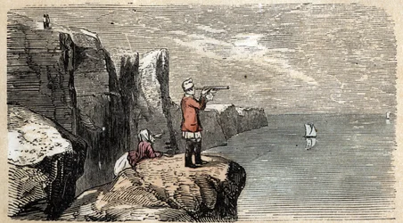 Description of the various stages of manufacture and uses of glass: the use of the long view (long view) to watch for the return of sailors who went to sea. Plate 