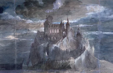 Design for the stage curtain for a performance of Hamlet at the Comedie Francaise, 1884