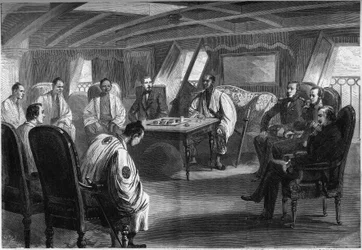 Diplomatic conference aboard the French ship “Semiramis” to try to resolve the crisis between Japan and Great Britain, July 2