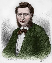 Discovery of Canada: Portrait of Louis Riel (1844-1885), Canadian politician and defender of the Metis people. Engraving from the end of the 19th century in 