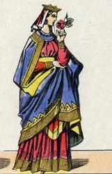 Dynasty of the Capetians: Portrait of Berthe of Holland or Berthe of Friesland (1058-1093) Queen of France, wife of Philip I of France (1052-1108). Epinal imaging from the end of the 19th century. Private collection.