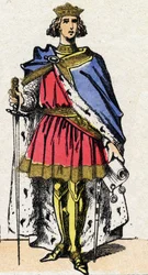 Dynasty of the Capetians: Portrait of Philip III called the Bold, King of the Franks. Epinal imaging from the end of the 19th century. Private collection.