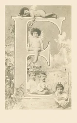 Five young children, naked in Cupid or in a small shirt