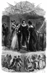 Emilie de Lavalette, known as Madame de la Valletta, had her husband Antoine Marie Chamans, count of Lavalette (1769-1830, director of the Post Office) escape from the Concierge during the revolution. Engraving in 