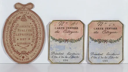 Entry cards for the Society of the Friends of the Constitution at Dax, 1792 and 1793