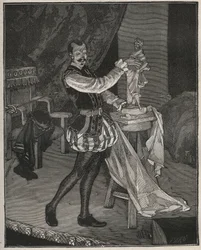 Etienne Marin Melingue, French actor playing sculptor Benvenuto Cellini in Alexandre Dumas pere