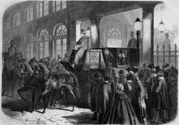 Exit of Emperor Napoleon III (1808-1873) from the Comedie Francaise after a representation of 