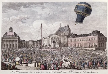 Experiment at Versailles of the Montgolfier Brothers with the Flight in a Montgolfiere Hot Air Balloon of a Cock, a Duck and a Sheep