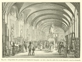 Exhibition of French Industry products, in 1819, in the ground floor rooms, under the colonnade