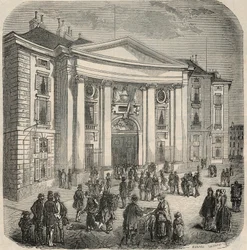 Exterior view of the School of Law, Place du Pantheon in Paris - Engraving in 