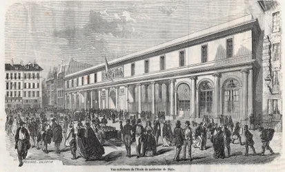 Exterior View of the School of Medicine of Paris - Engraving in 