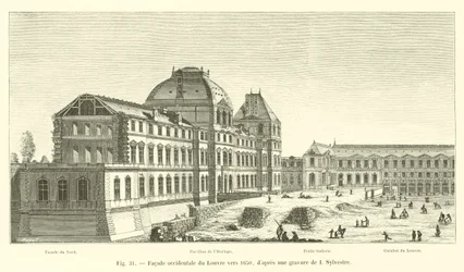 Western facade of the Louvre around 1650, after an engraving by I Sylvestre
