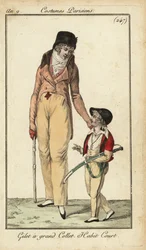 Fashionable gentleman or Incroyable with cudgel, Paris