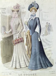 Fashionable ladies at the ticket office of the Gare du Nord in Paris, c.1900