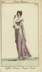 Fashionable woman in Etruscan hairstyle, Greek-style tunic