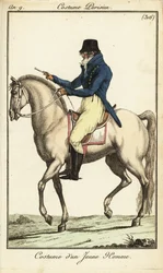 Fashionable young man or Incroyable on horseback