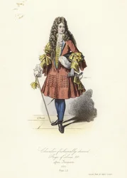 Fashionably dressed knight of the reign of Louis XIV of France