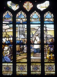 Father Maunoir preaching in Kerlas the great mission of 1658 - stained glass windows of St Germain church in Kerlaz