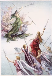 Fight between evil and good spirits of the sea - in 