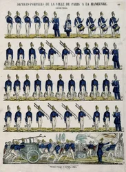Fire Brigade of the City of Paris in Manoeuvre - Image of Epinal, Circa 1852