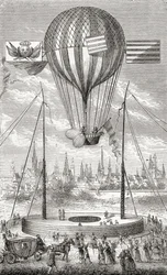 First Flight with a Dirigible Balloon, from Dijon, 12th of June 1784, from 