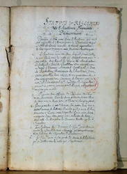 First page of the statutes of the French Academy, 1635