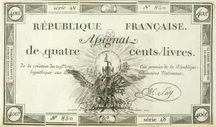 Four hundred livre banknote, 21st September 1792