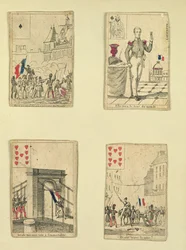 Four Playing Cards Commemorating the Heroes of July 1830
