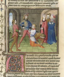 The Knighting of Lancelot from The Story of Lancelot in La Quite de Saint Graal