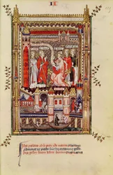St. Saintin and St. Antonin, being urged to write the story of the life of St. Denis, from Vie de St. Denis, 1317