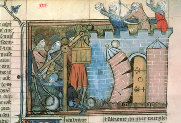 An Attack on a Town During the Crusades, from Le Roman de Godefroi de Bouillon