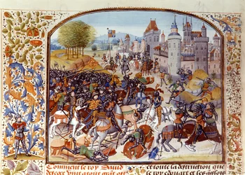 Battle of Nevilles Cross from the Hundred Years War in 1346, from Froissart