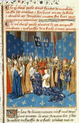 Fr 6465 f.247v Coronation of Louis VIII (1187-1226) and Blanche de Castile at Reims in the presence of the King of Jerusalem