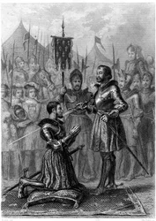 François 1st, armed knight after the Battle of Marignan (1515) (engraving)