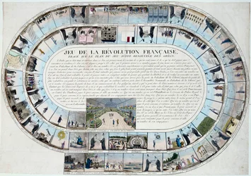 French Revolution: Game of the Goose at the End of the 18th Century with the Major Stages of the Revolution