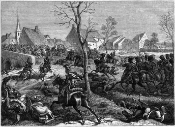 French and Polish troops conquer the Bridge of Berryau-Bac (Aisne), March 1814 - General Nansouty, with the cavalry of the guard and the Poles of General Pac, takes the bridge of Berryau Bac - in 