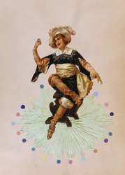 French art-deco, postcard depicting a young woman