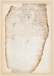 French battle-plan preceding the battle of Agincourt, drawn up by Marshal Boucicault, Captain of Normandy, and others. Between 13th-21st October 1415
