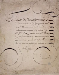 French calligraphy: Letter from the chamber of accounts by Louis Barbedor around 1640