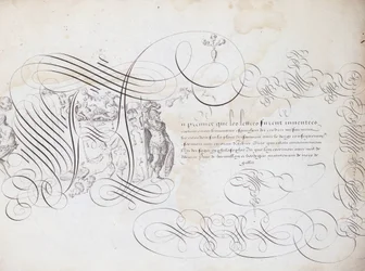 French calligraphy: The garden of writing by Robert Vignon around 1600. Historical library of the city of Paris