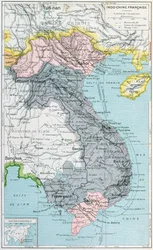 French School Textbook Map of Indochina