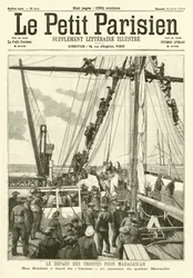 French Soldiers Departing Marseilles for Madagascar (engraving)