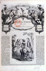 Frontispiece of a collection of novels and stories featuring Jacques le Fataliste by Diderot, published in Paris in 1849
