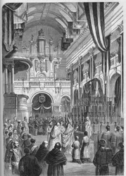Funeral of Marshal Pelissier (1794-1864), Duke of Malakoff: famous funeral service in the church of the Invalides, June 9